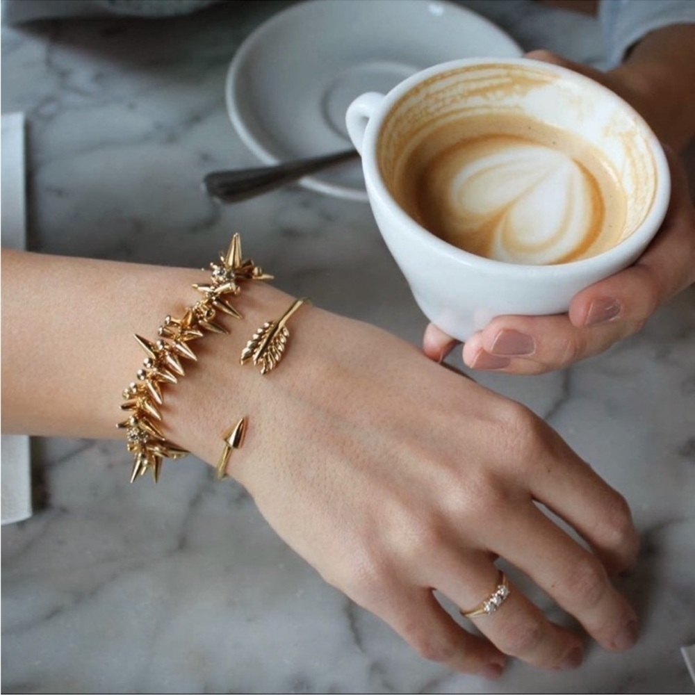 Stella & Dot Women’s Gilded Arrow Gold Plated Layered Bracelet Cuff Bangle